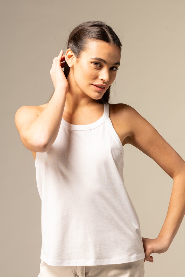 Majestic Filatures | Canotta in cotone scollo halter 2
