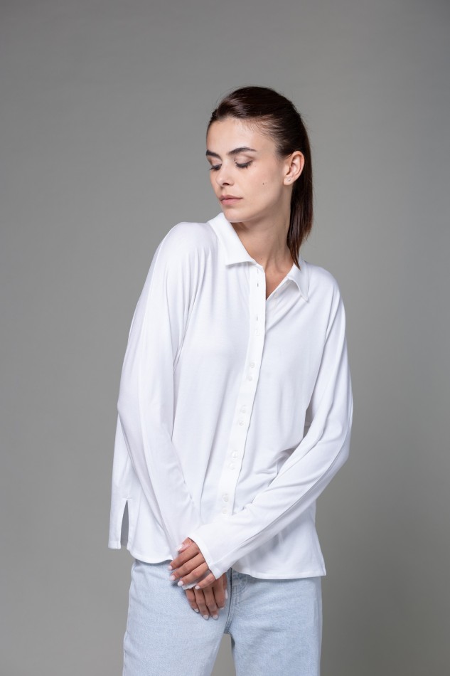 Majestic Filatures | Camicia in viscosa a maniche lunghe con doppio bottone