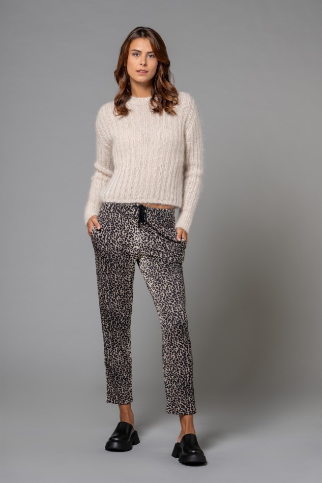 Majestic Filatures | Jogger felpati animalier con coulisse in vita