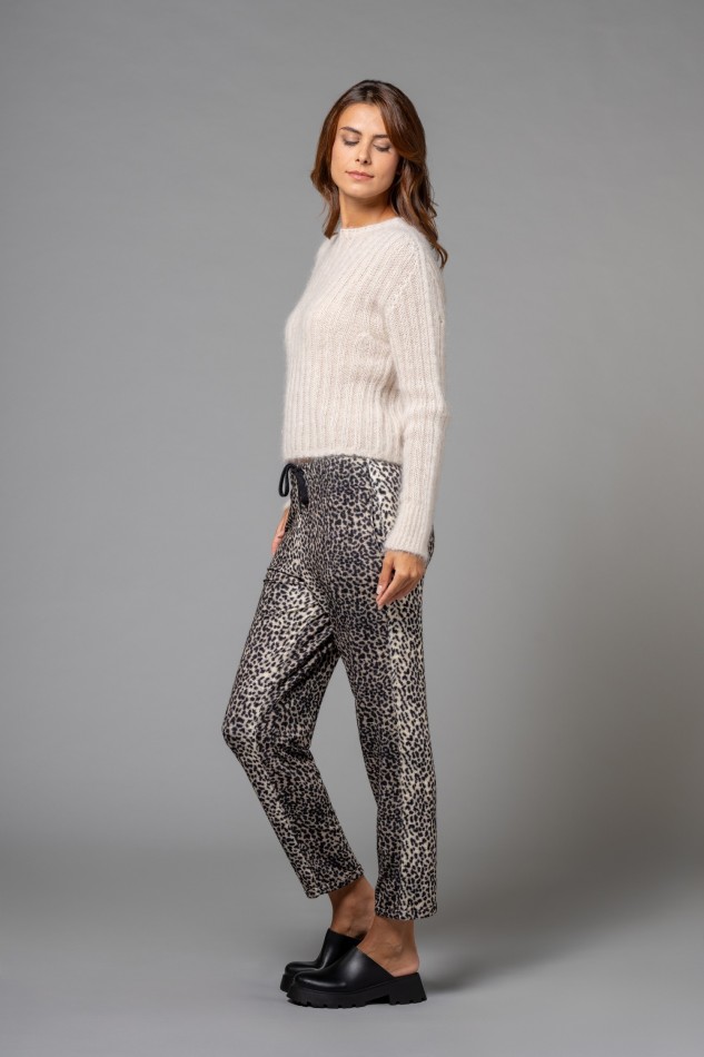 Majestic Filatures | Jogger felpati animalier con coulisse in vita 2