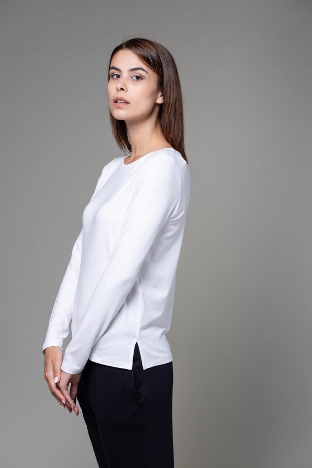 Majestic Filatures | T-shirt scollo barchetta regular in viscosa 2