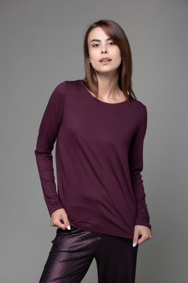 Majestic Filatures | T-shirt scollo barchetta regular in viscosa