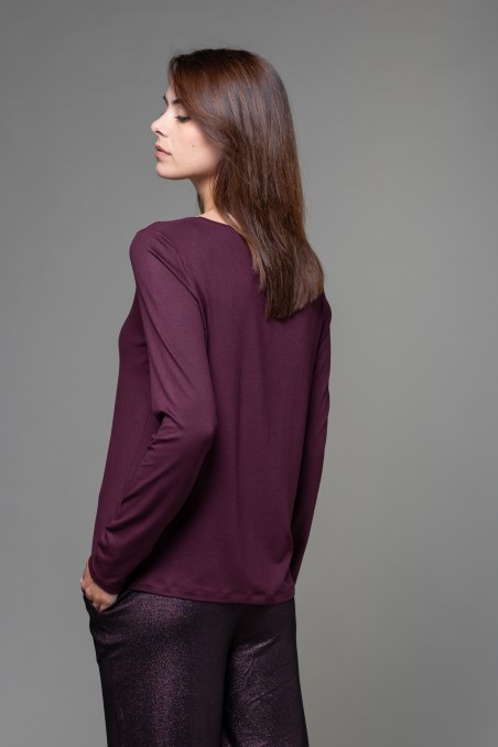 Majestic Filatures | T-shirt scollo barchetta regular in viscosa