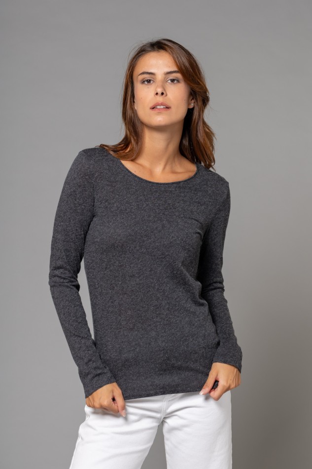 Majestic Filatures |T-shirt girocollo rolotè in cotone e cashmere 2