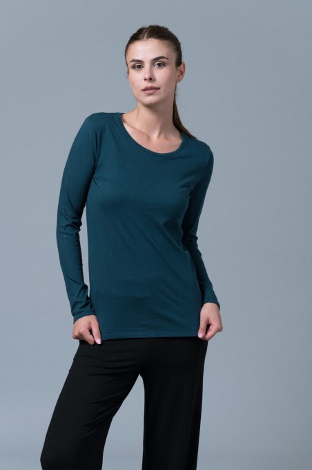 Majestic Filatures | T-shirt basica a maniche lunghe in Cotone Deluxe