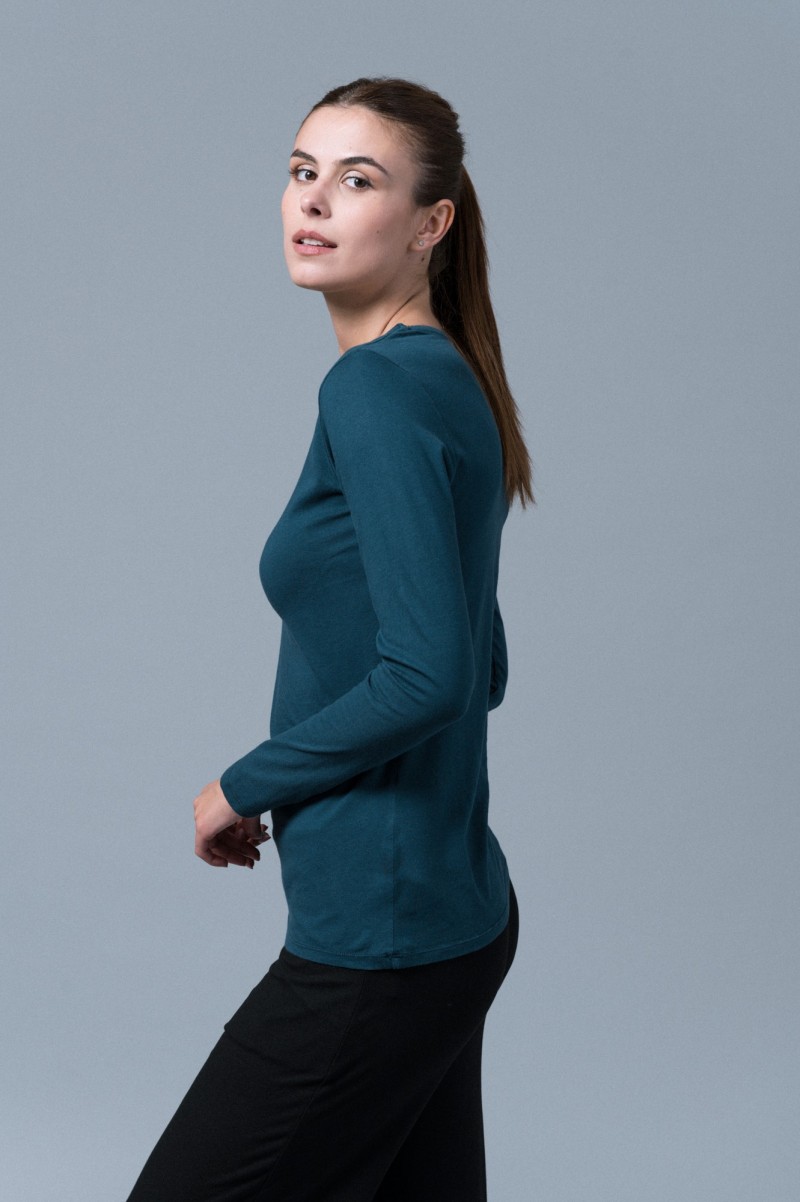 Majestic Filatures | T-shirt basica a maniche lunghe in Cotone Deluxe