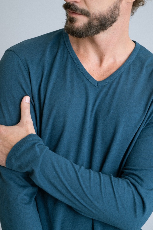 Majestic Filatures | T-shirt scollo a V in cotone e cashmere 2