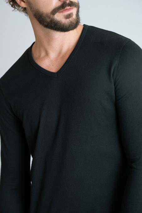 Majestic Filatures | T-shirt scollo a V in cotone e cashmere