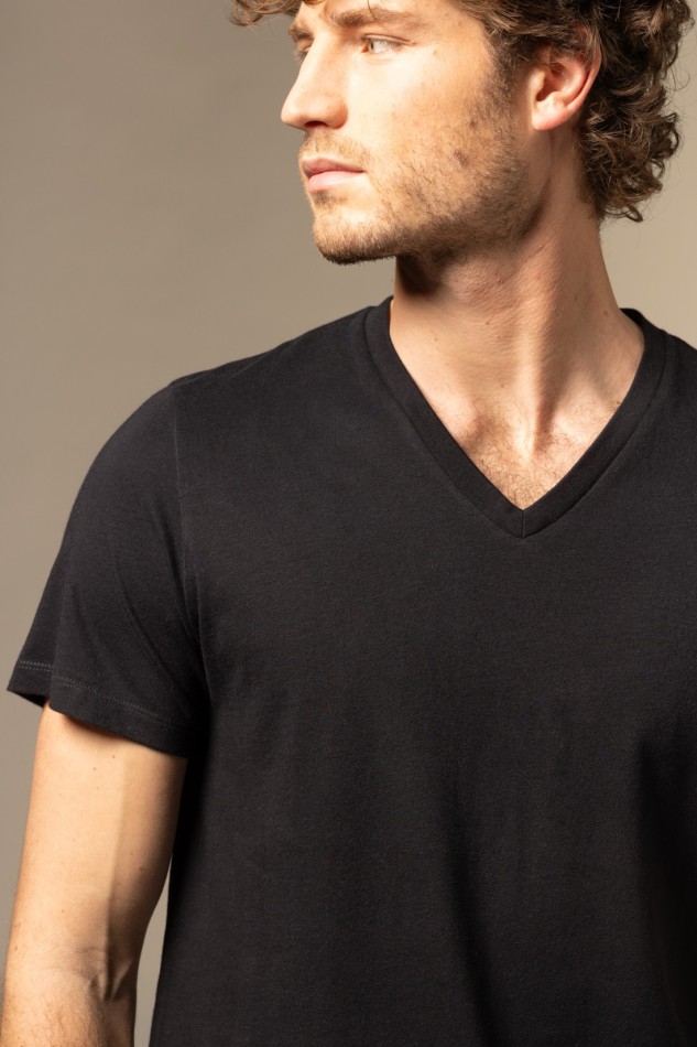 T-Shirt scollo a v in cotone Deluxe 2