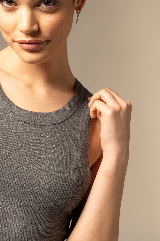 Majestic Filatures | Canotta in viscosa Lurex a costina 2