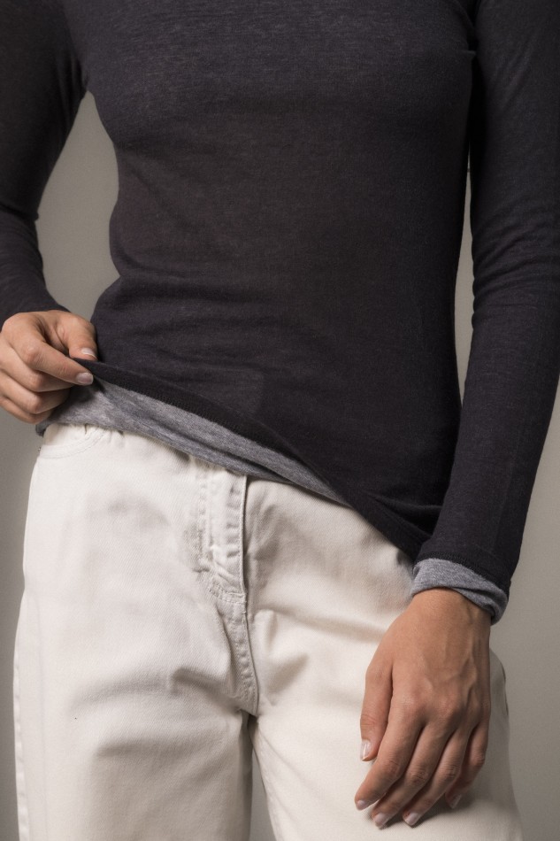 Majestic Filatures | T-shirt girocollo doppio colore slim 2