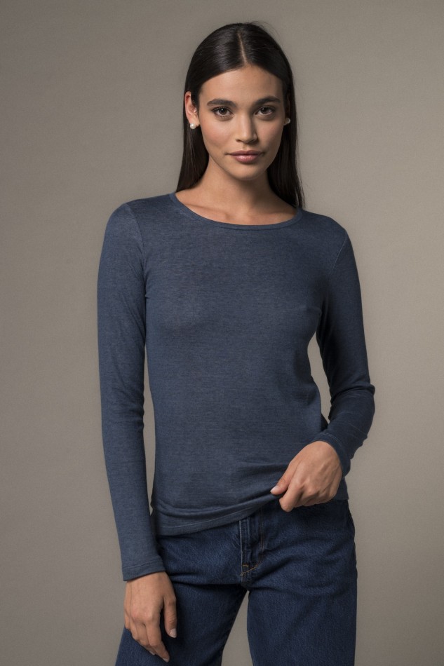 Majestic Filatures | T-shirt girocollo doppio colore slim