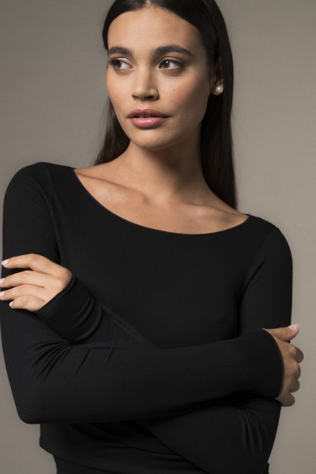 Majestic Filatures | T-shirt scollo a barchetta in viscosa