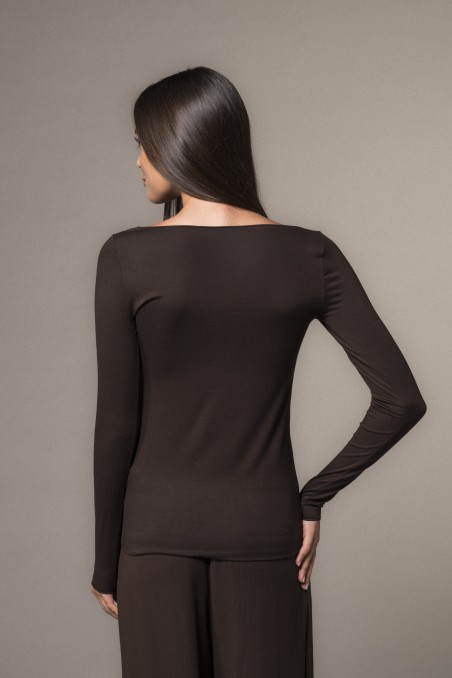 Majestic Filatures | T-shirt scollo a barchetta in viscosa