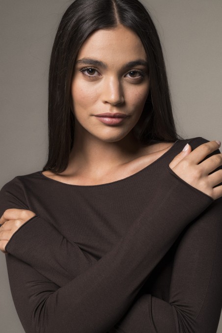 Majestic Filatures | T-shirt scollo a barchetta in viscosa