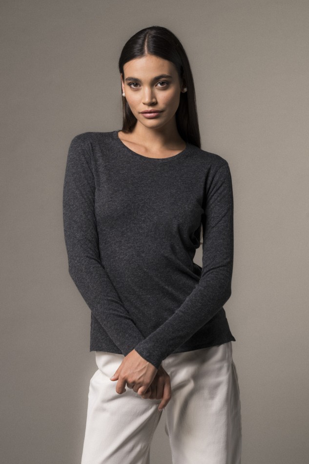 Majestic Filatures | T-shirt girocollo regular in cotone e cashmere