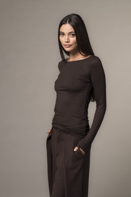 Majestic Filatures | T-shirt scollo a barchetta in viscosa