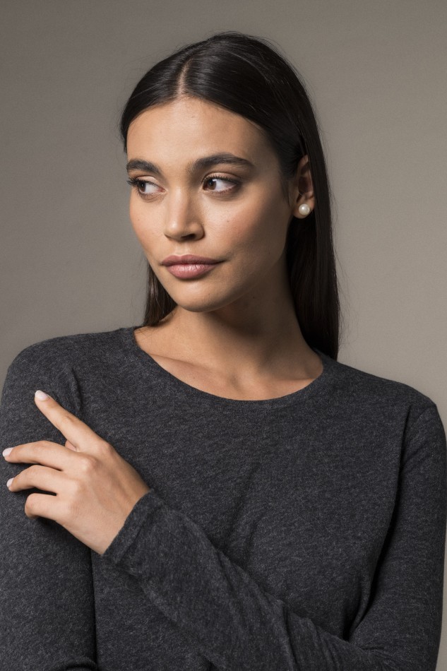 Majestic Filatures | T-shirt girocollo regular in cotone e cashmere