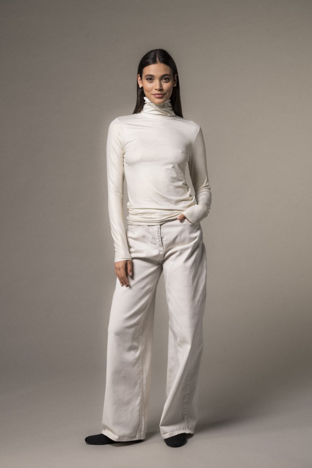 Majestic Filatures | T-shirt collo alto e maniche lunghe lurex 2