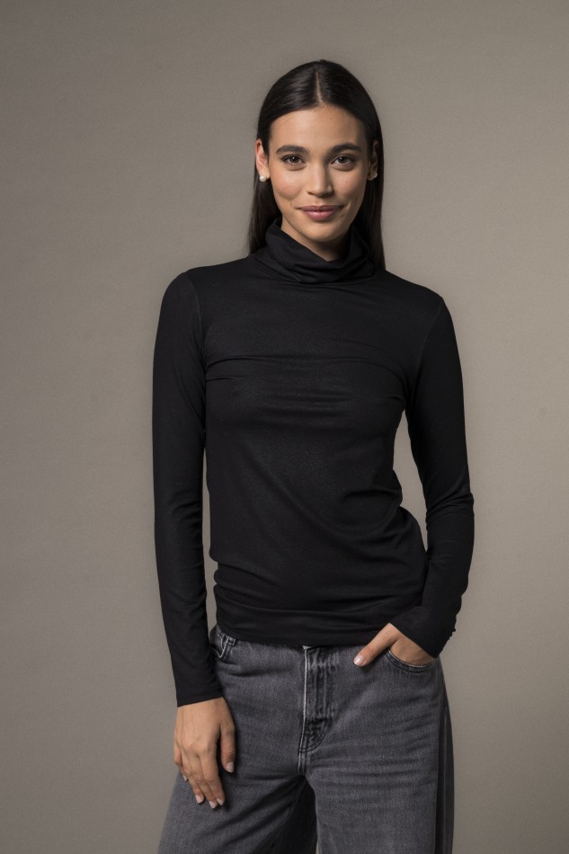 Majestic Filatures | T-shirt collo alto e maniche lunghe lurex 2