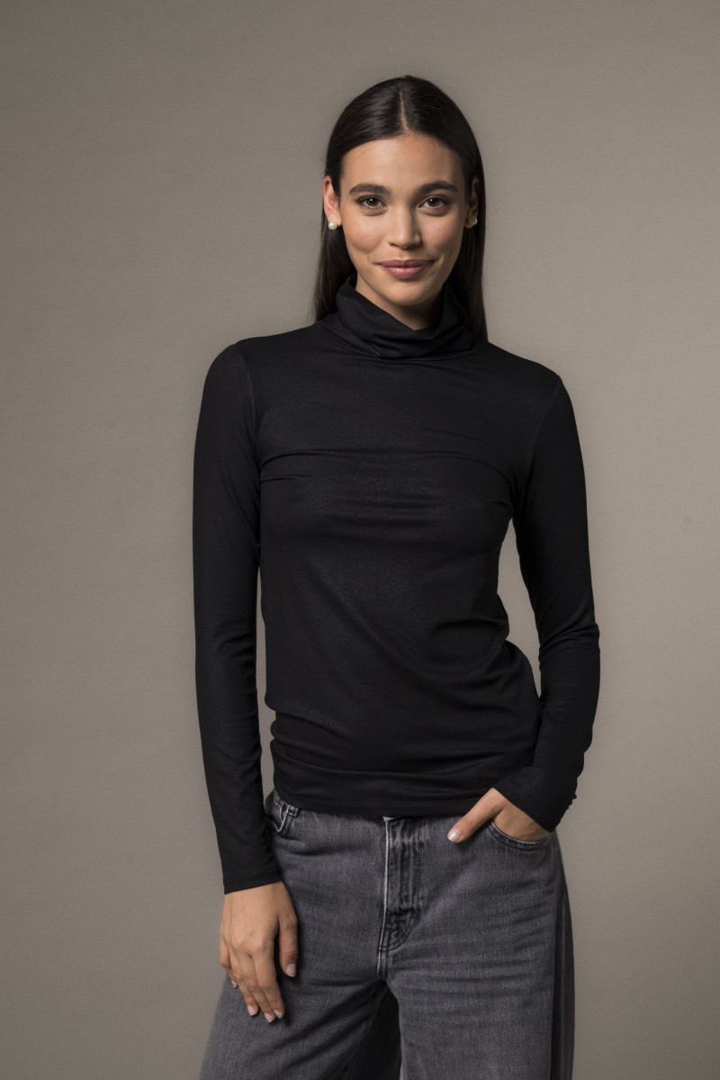 Majestic Filatures | T-shirt collo alto e maniche lunghe lurex