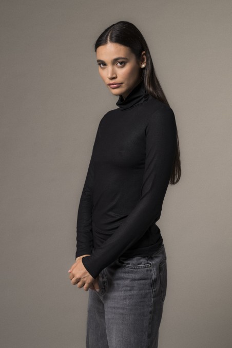 Majestic Filatures | T-shirt collo alto e maniche lunghe lurex