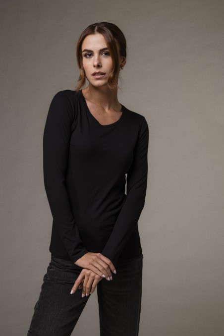 Majestic Filatures | T-shirt basica a maniche lunghe in Cotone Deluxe