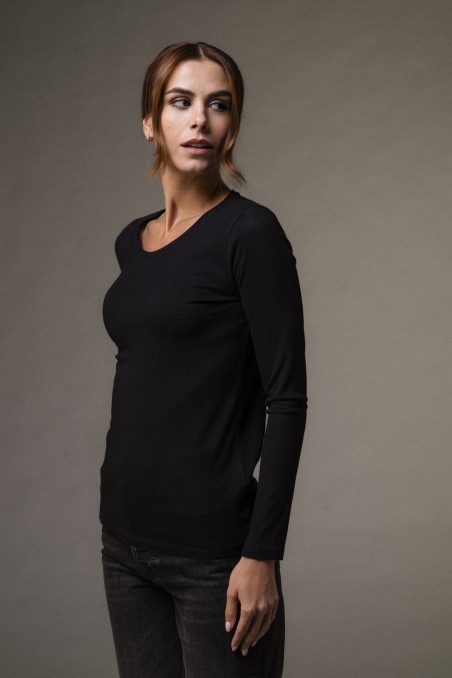 Majestic Filatures | T-shirt basica a maniche lunghe in Cotone Deluxe