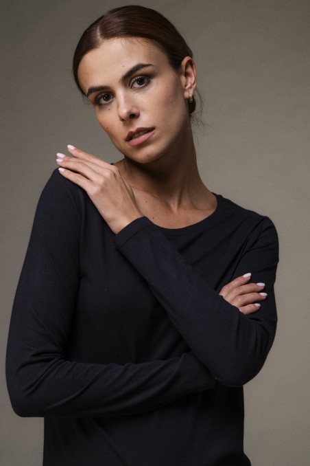 Majestic Filatures | T-shirt basica a maniche lunghe in Cotone Deluxe