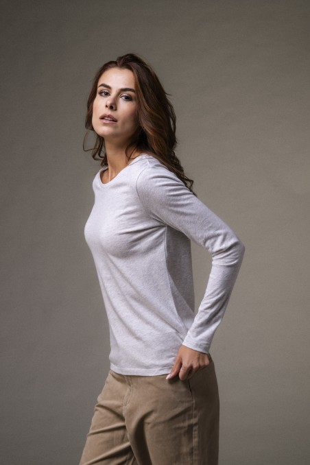 Majestic Filatures | T-shirt basica a maniche lunghe in Cotone Deluxe