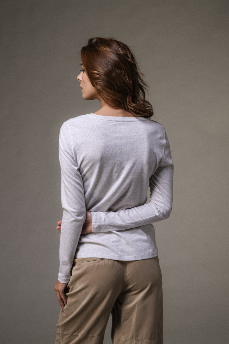 Majestic Filatures | T-shirt basica a maniche lunghe in Cotone Deluxe