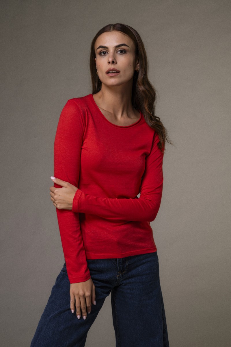 Majestic Filatures |T-shirt girocollo rolotè in cotone e cashmere