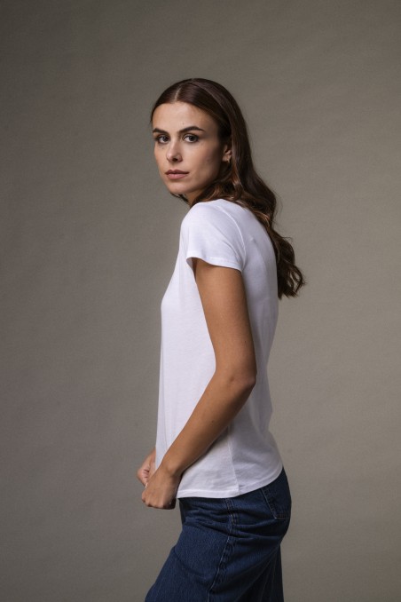 Majestic Filatures | T-shirt basica bianca in Cotone Deluxe