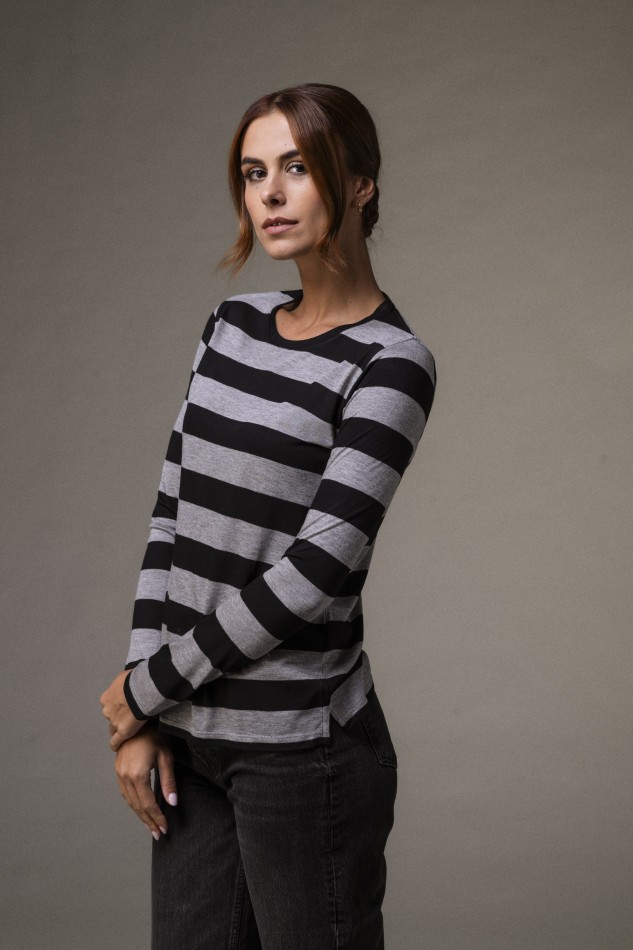 Majestic Filatures | T-shirt girocollo a righe in viscosa 2