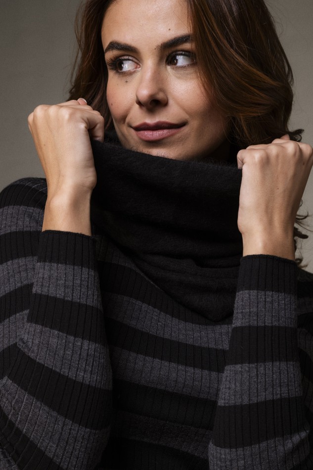 Majestic Filatures |  Combo sciarpa e top in raccoon nero