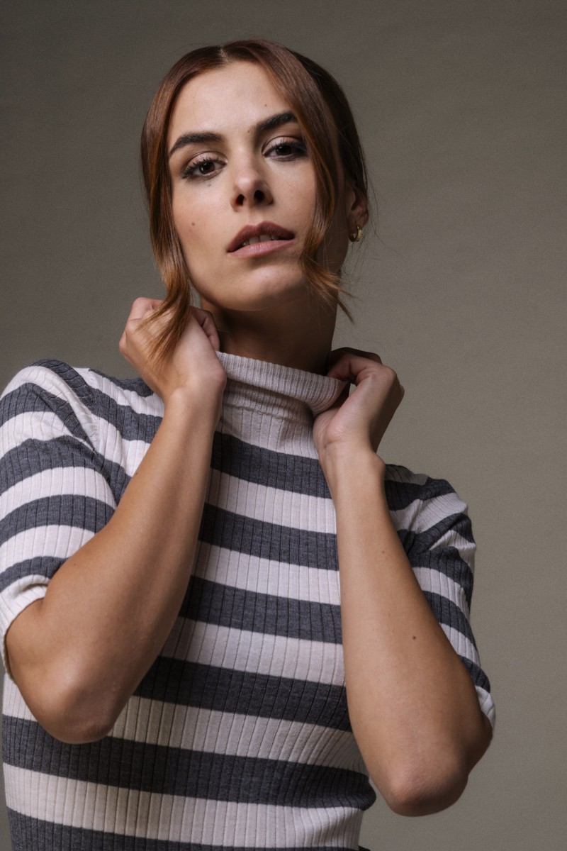 Majestic Filatures | Maglia dolcevita maniche al gomito a costine rigata