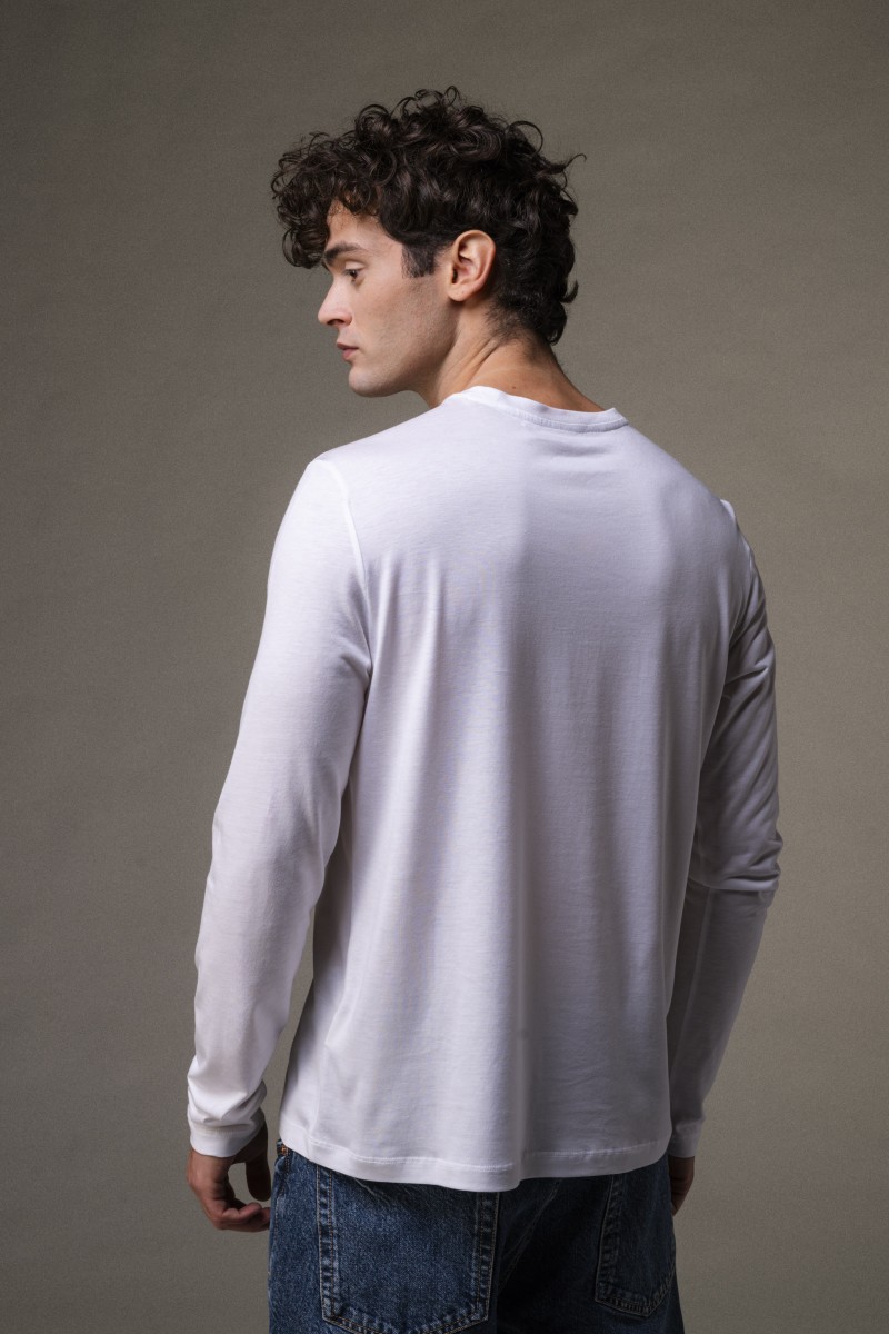 Majestic Filatures | T-shirt girocollo in Lyocell maniche lunghe