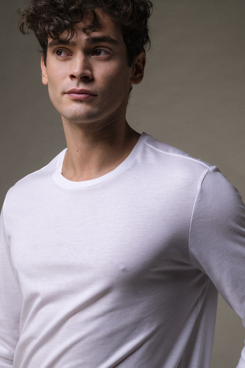 Majestic Filatures | T-shirt girocollo in Lyocell maniche lunghe