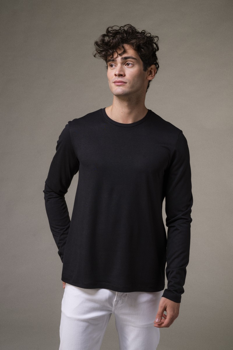 Majestic Filatures | T-shirt girocollo in Lyocell maniche lunghe