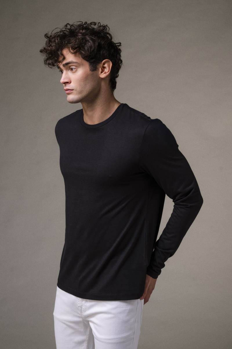 Majestic Filatures | T-shirt girocollo in Lyocell maniche lunghe