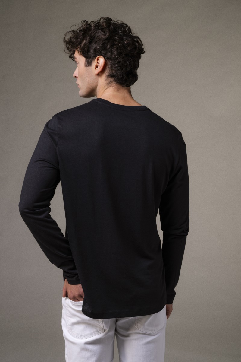 Majestic Filatures | T-shirt girocollo in Lyocell maniche lunghe