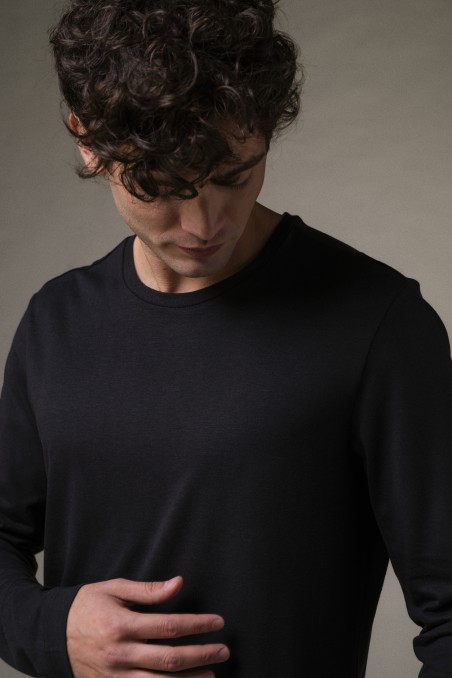 Majestic Filatures | T-shirt girocollo in Lyocell maniche lunghe