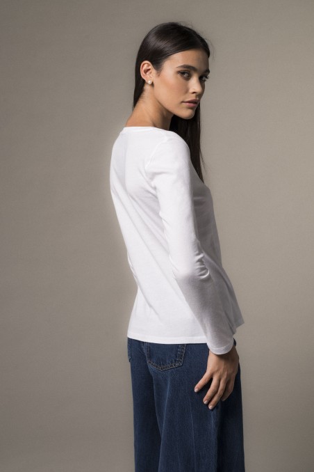 Majestic Filatures | T-shirt basica a maniche lunghe in Cotone Deluxe