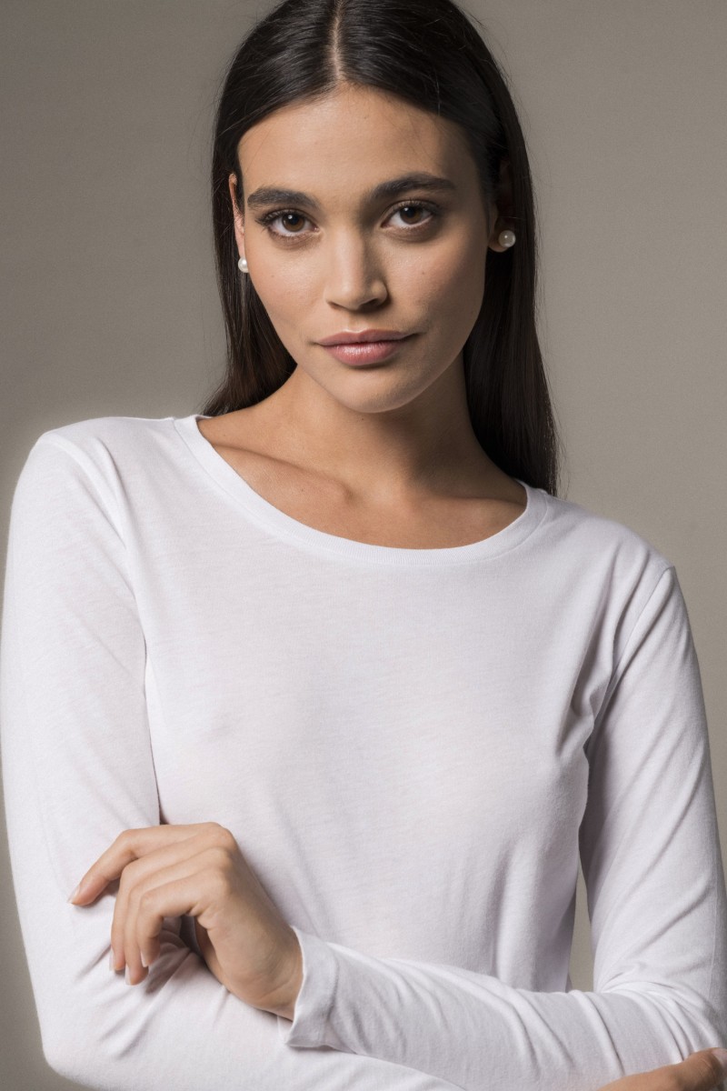 Majestic Filatures | T-shirt basica a maniche lunghe in Cotone Deluxe