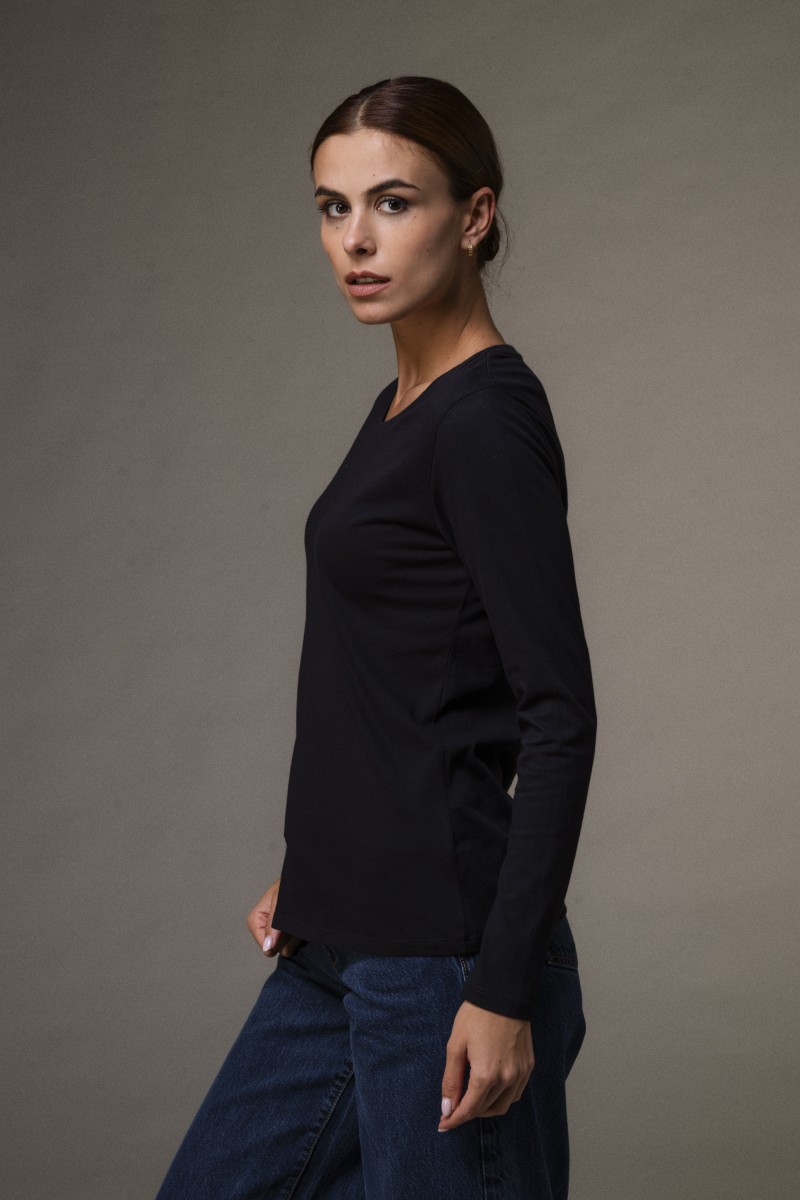 T-shirt basica a maniche lunghe in Cotone Deluxe