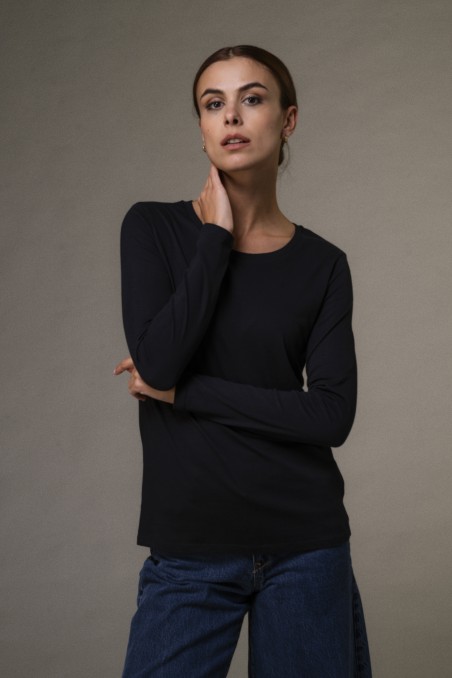 T-shirt basica a maniche lunghe in Cotone Deluxe