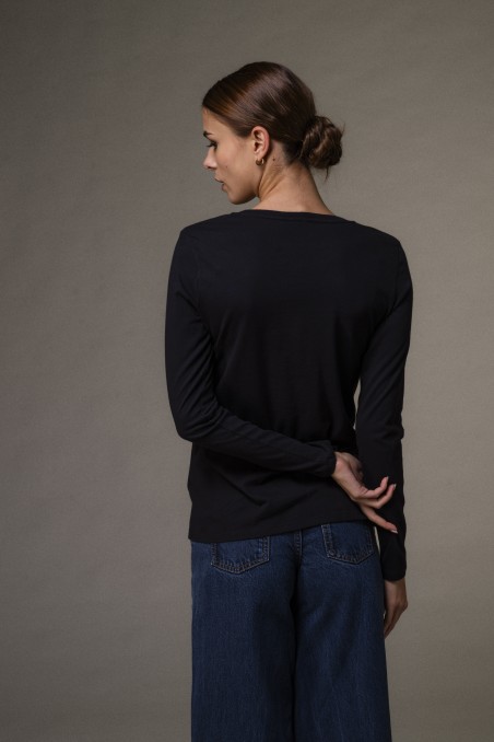 T-shirt basica a maniche lunghe in Cotone Deluxe