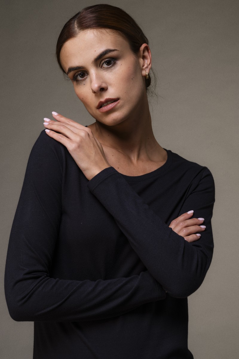 T-shirt basica a maniche lunghe in Cotone Deluxe