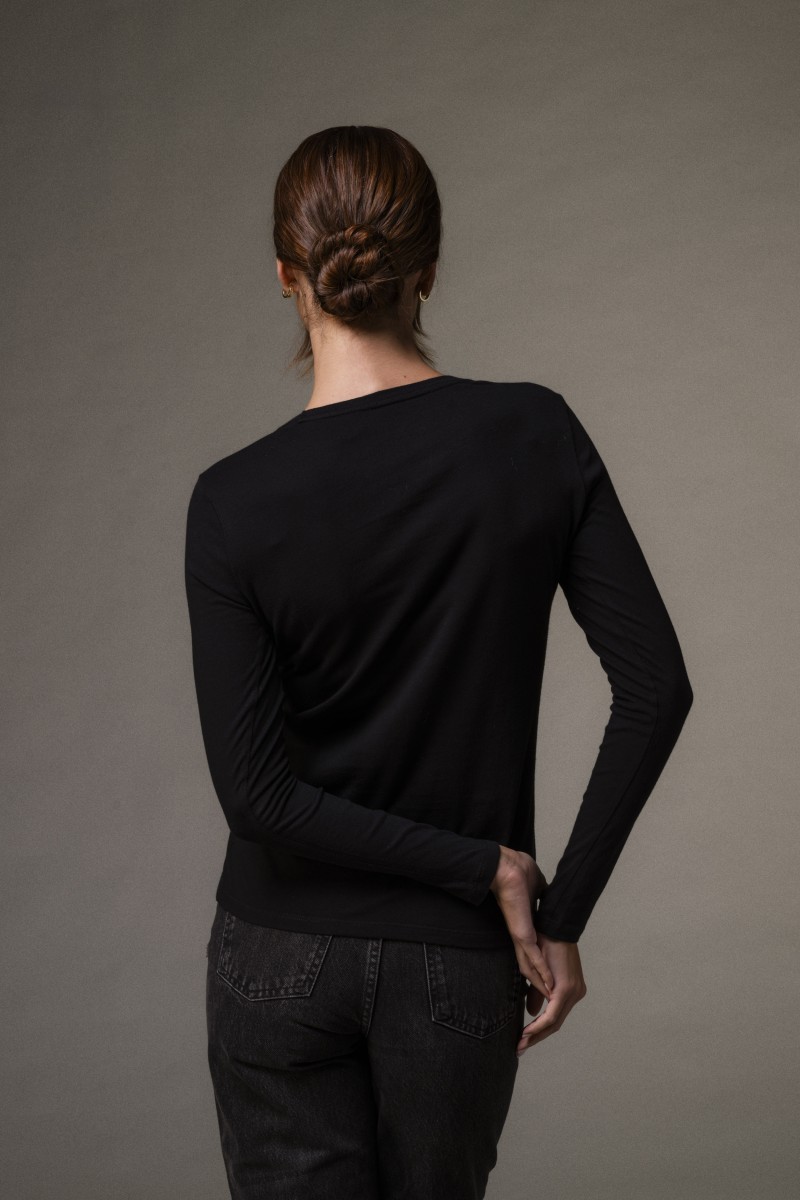 T-shirt basica a maniche lunghe in Cotone Deluxe