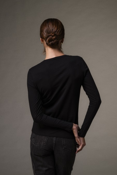 T-shirt basica a maniche lunghe in Cotone Deluxe